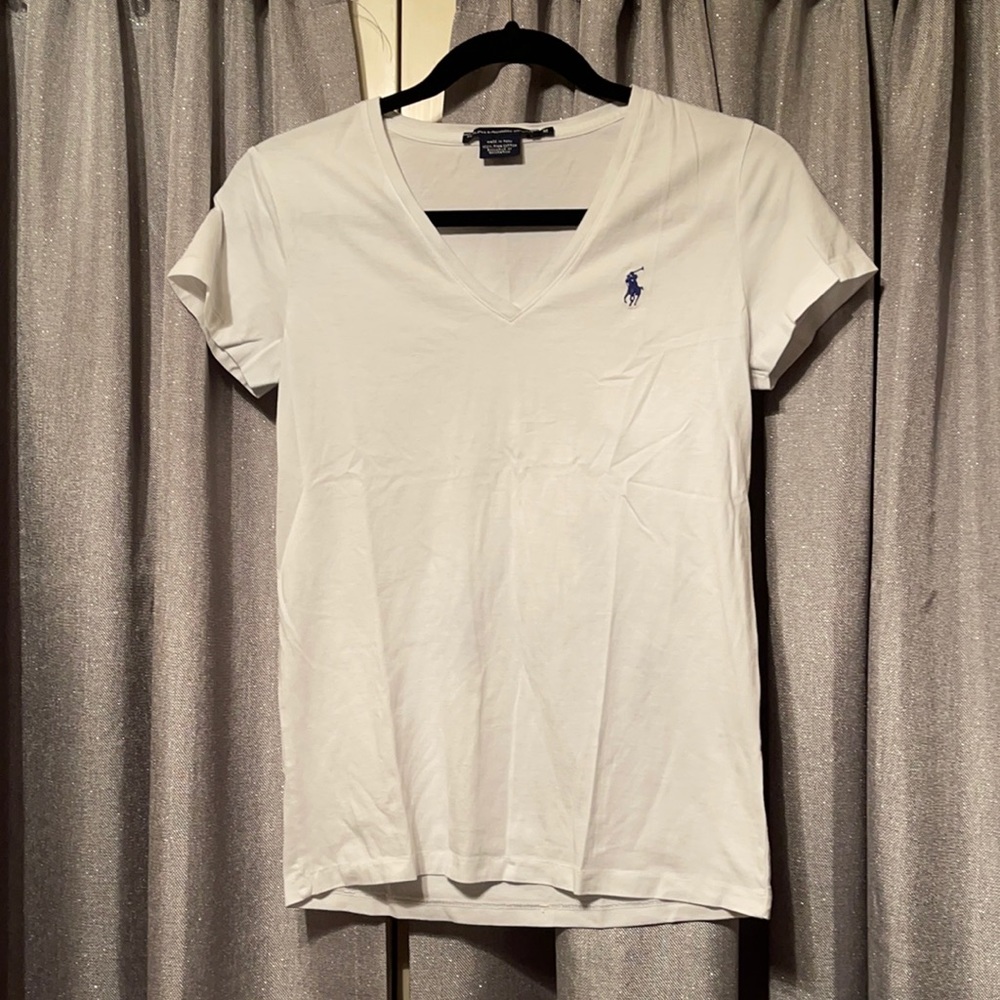 White Ralph Lauren V-Neck Tee